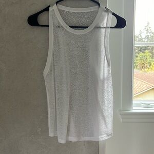 White sheer LULULEMON animal print tank (loose fitting), size 4